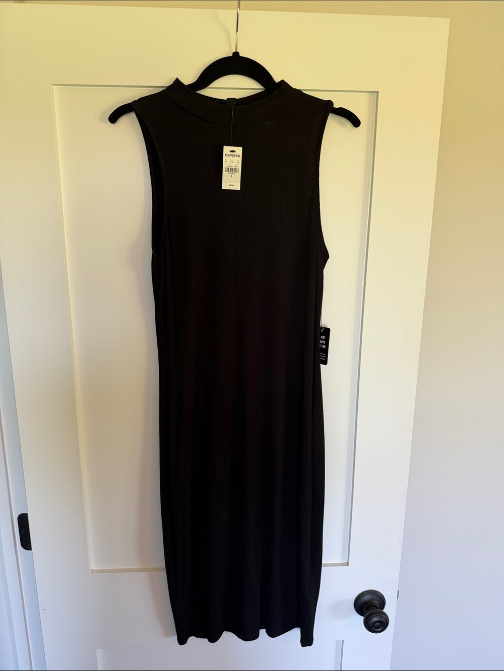 Express Sleeveless Mock Neck Black Midi Dress